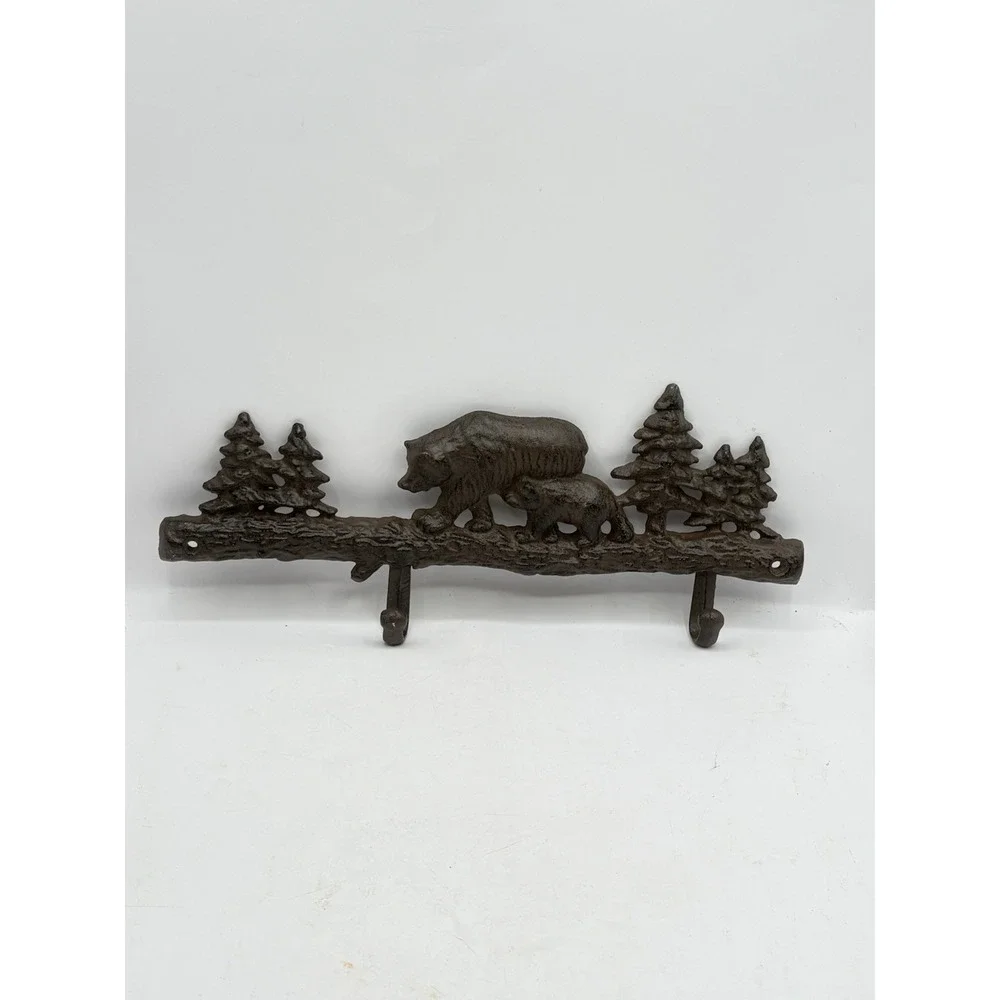 Cast Iron Bear Wall Hook Key Rack Coat Rack Rustic Forest Brown Finish